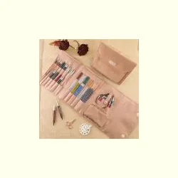 KnitPro - Etui til str�mpe - og rundpinde - Clay edition - Lysebrunt ruskind