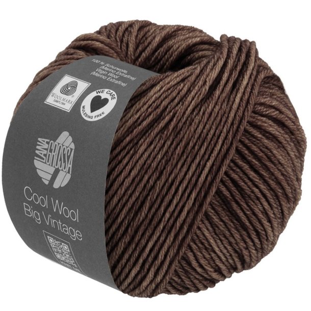 Lana Grossa - Cool Wool Big Vintage - merino uldgarn - Mrkebrun (7184) - 50g