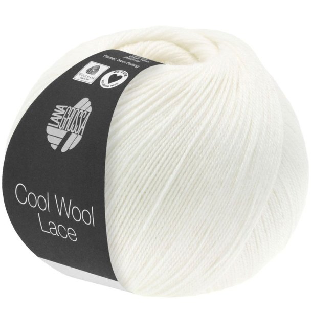Lana Grossa - Cool Wool Lace - merino uldgarn - Hvid (28) - 50g