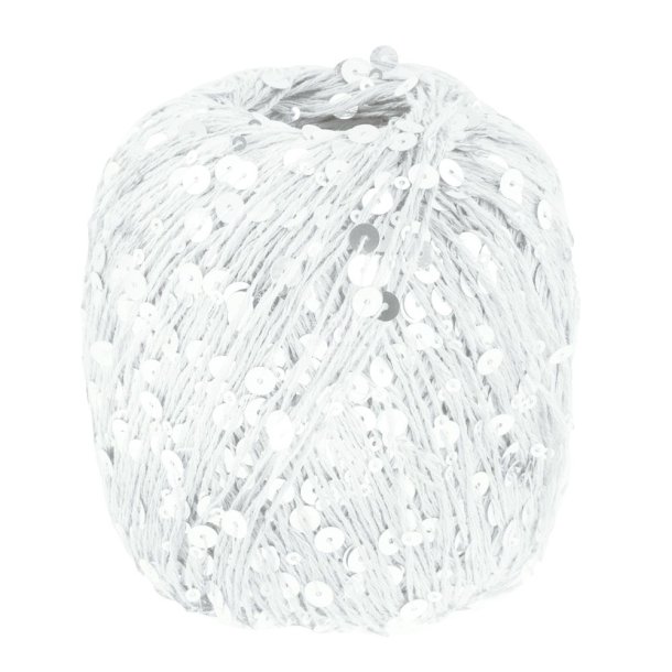 Lana Grossa - Cosmo - Effektgarn med pailletter - Hvid 01 - 100g