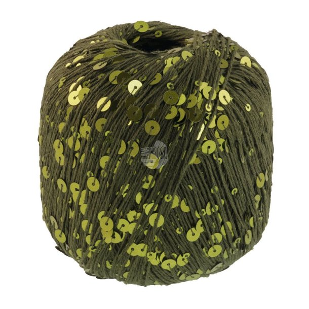 Lana Grossa - Cosmo - Effektgarn med pailletter - M�rk Oliven 22 - 100g