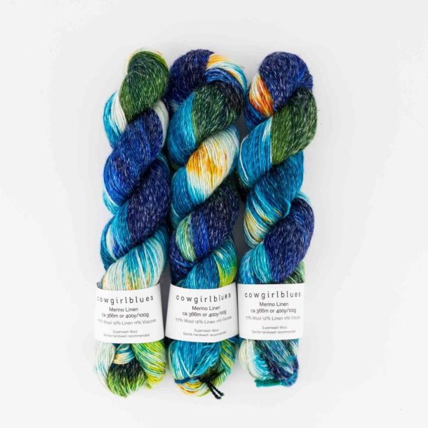Cowgirl Blues - Merino Linen Gradient - Merinould og hrgarn - "Fast Cars" - 100g