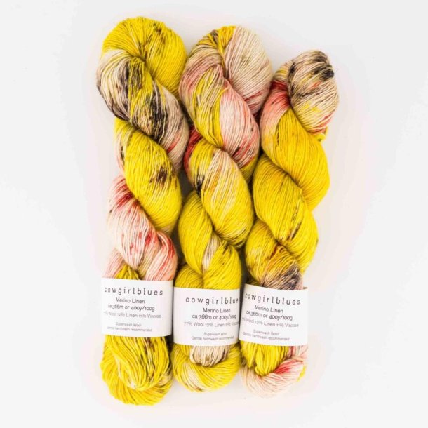 Cowgirl Blues - Merino Linen Gradient - Merinould og hrgarn - "Big Yellow Taxi" - 100g