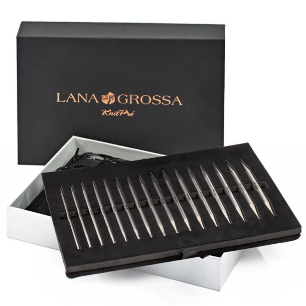 Lana Grossa/KnitPro - Udskiftbare rundpindest i rustfrit stl - 3,5 - 8mm - 11,6cm (Normal)