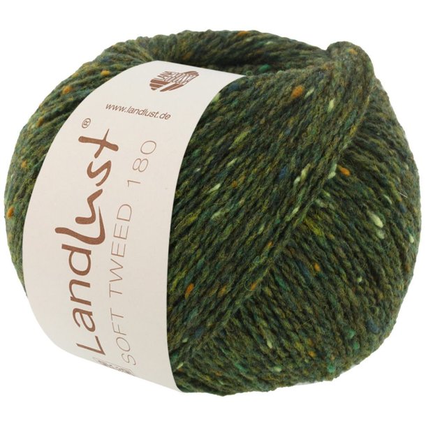 Lana Grossa - Landlust Soft Tweed 180 - merino uldgarn - Mrkegrn (0107) - 50g
