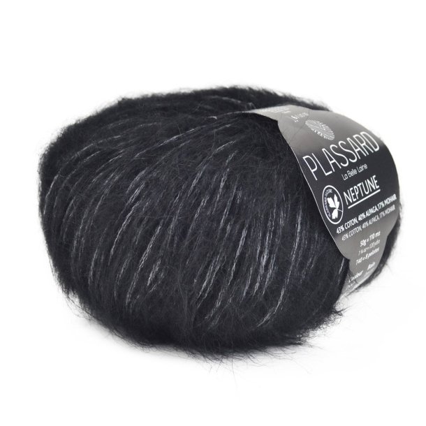 Plassard - Neptune - alpaca/bomuld/mohair garn - Sort (99) - 50g