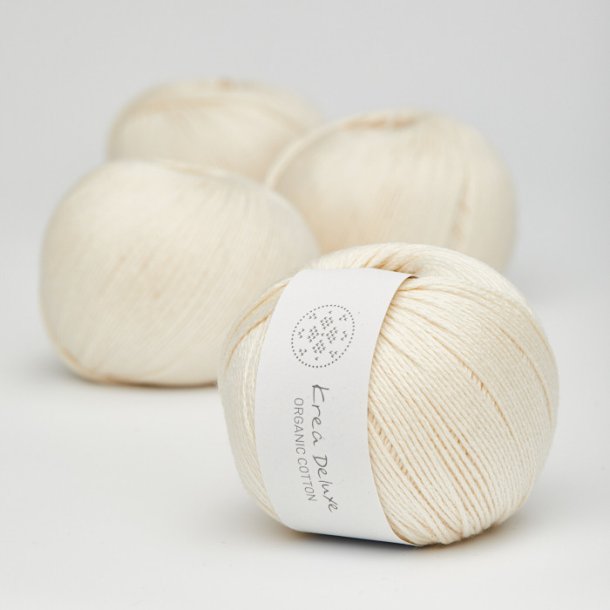 Krea Deluxe - Organic Cotton 50 g, fv. 02 creme - kologisk bomuldsgarn