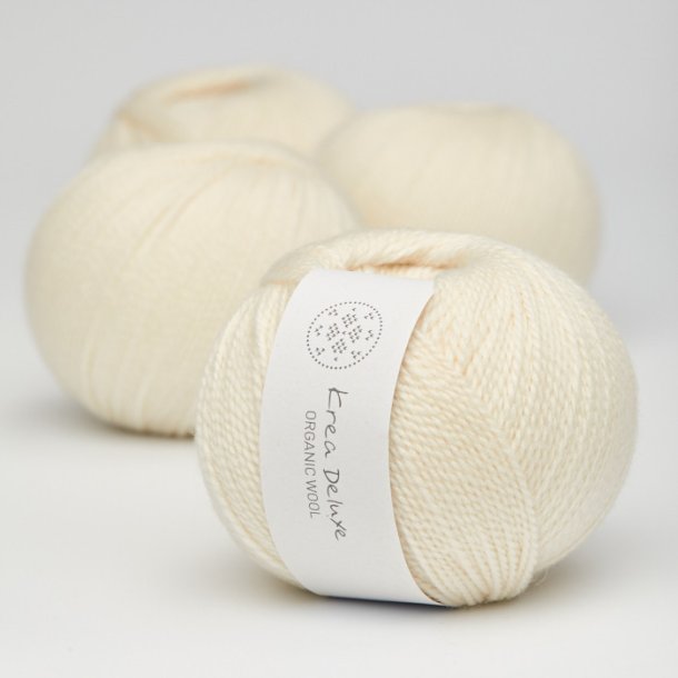 Krea Deluxe - Organic Wool 1 50 g, fv 02 creme - kologisk uldgarn (Ny)