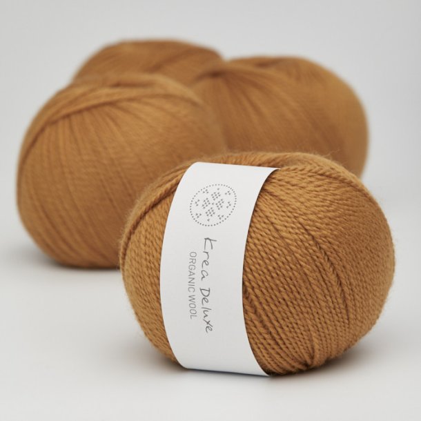 Krea Deluxe - Organic Wool 1 50 g, fv 09 sennepsgul  kologisk uldgarn (Ny)