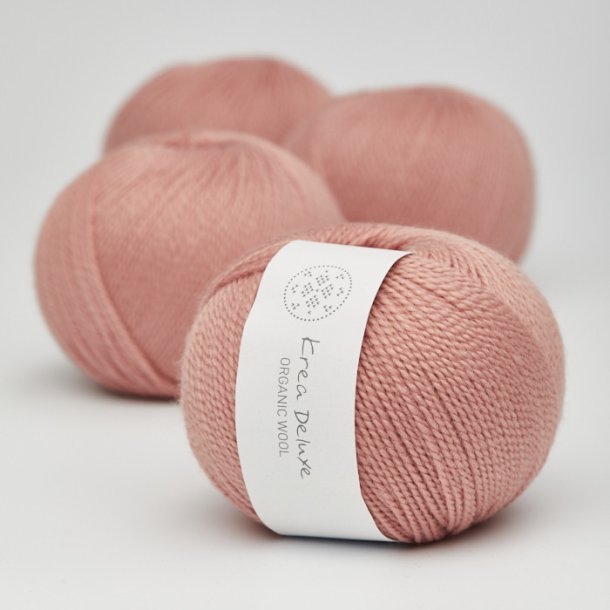 Krea Deluxe - Organic Wool 1 50 g, fv 10 varm rosa - kologisk uldgarn (Ny)