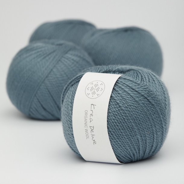 Krea Deluxe - Organic Wool 1 50 g, fv 21 stvet bl - kologisk uldgarn (Ny)
