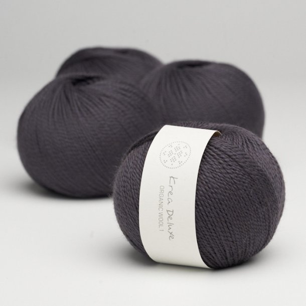 Krea Deluxe - Organic Wool 1 50 g, fv 43 aubergine - kologisk uldgarn (Ny)
