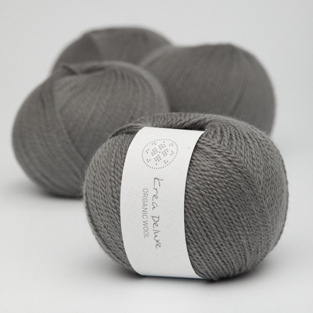 Krea Deluxe - Organic Wool 1 50 g, fv 50 m�rkegr� - �kologisk uldgarn (Ny)