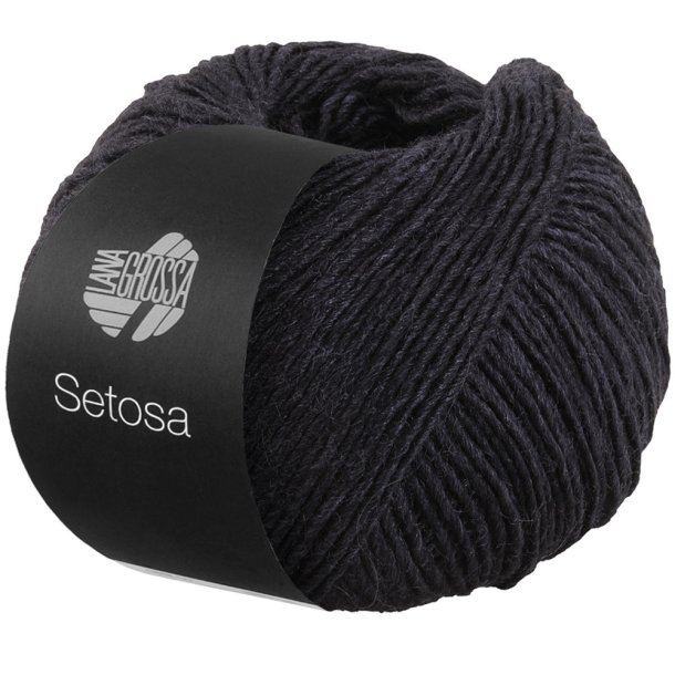 Lana Grossa - Setosa - silke/merino uldgarn - Sort (02) - 50g