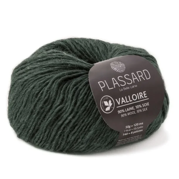 Plassard - Valloire - silke/merino uldgarn - Mrkegrn (79) - 50g