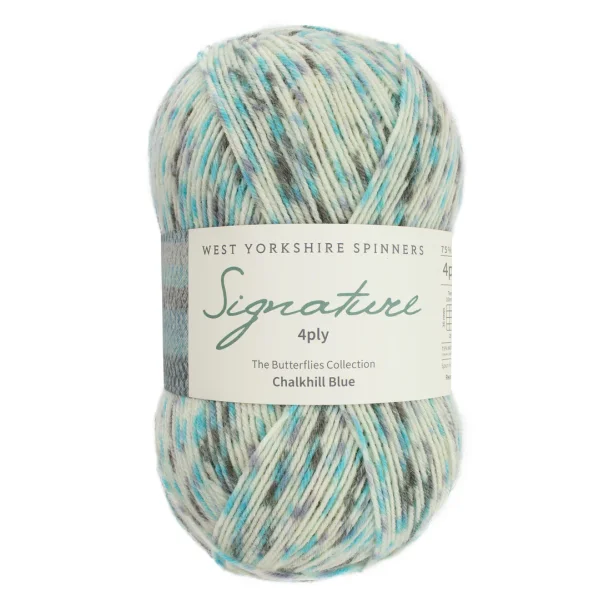 WYS - Signature 4ply Butterflies - uld/strmpegarn - Chalkhill Blue 1242 - 100g