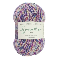 WYS - Signature 4ply Butterflies - uld/strmpegarn - Purple Emperor 1244 - 100g